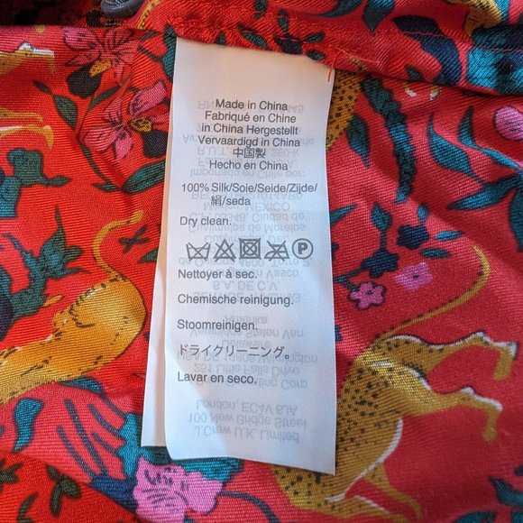 J.Crew Collection 100% Silk Shirt in Jungle Cat Floral Print - Size 14 - EUC - Picture 6 of 6